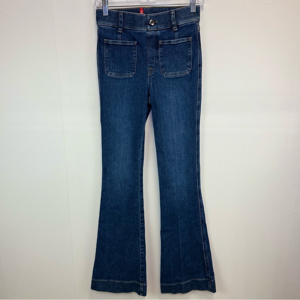SPANX Flare Jeans with Patch Pockets Authentic Blue XS Tall shape wear Jeans - Picture 5 of 15